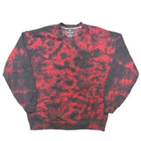 Black & Red Crinkle Dye Fleece Crew Sweatshirt